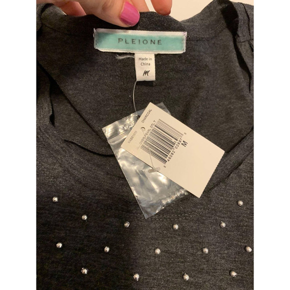 Pleione Gray Embellished Sleeveless Top Blouse Size M - Picture 3 of 9